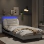 Estructura cama con LED cuero sintético blanco y negro 90x190cm de , Camas y somieres - Ref: Foro24-3213905, Precio: 178,35 €...