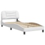 Estructura cama con luces LED cuero sintético blanco 90x200 cm de , Camas y somieres - Ref: Foro24-3213907, Precio: 175,16 €,...