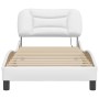 Estructura cama con luces LED cuero sintético blanco 90x200 cm de , Camas y somieres - Ref: Foro24-3213907, Precio: 175,16 €,...