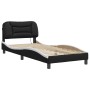 Bed frame with LED synthetic leather black white 90x200 cm by , Beds and slatted bases - Ref: Foro24-3213911, Price: 157,69 €...