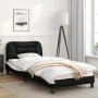 Bed frame with LED synthetic leather black white 90x200 cm by , Beds and slatted bases - Ref: Foro24-3213911, Price: 157,69 €...