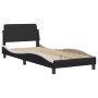 Bed frame with LED synthetic leather black white 90x200 cm by , Beds and slatted bases - Ref: Foro24-3213911, Price: 157,69 €...