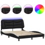 Estructura cama con LED cuero sintético negro blanco 140x200 cm de , Camas y somieres - Ref: Foro24-3213939, Precio: 230,01 €...