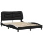 Estructura cama con LED cuero sintético negro blanco 140x200 cm de , Camas y somieres - Ref: Foro24-3213939, Precio: 230,01 €...