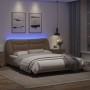 Estructura de cama con luces LED cuero PE capuchino 160x200 cm de , Camas y somieres - Ref: Foro24-3213945, Precio: 263,93 €,...