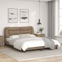 Estructura de cama con luces LED cuero PE capuchino 160x200 cm de , Camas y somieres - Ref: Foro24-3213945, Precio: 263,93 €,...