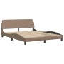 Estructura de cama con luces LED cuero PE capuchino 160x200 cm de , Camas y somieres - Ref: Foro24-3213945, Precio: 263,93 €,...