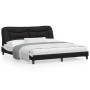 Estructura de cama con luz LED cuero PE negro blanco 180x200 cm de , Camas y somieres - Ref: Foro24-3213953, Precio: 250,34 €...