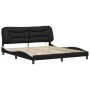 Estructura de cama con luz LED cuero PE negro blanco 180x200 cm de , Camas y somieres - Ref: Foro24-3213953, Precio: 250,34 €...