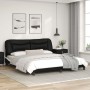 Estructura de cama con luz LED cuero PE negro blanco 180x200 cm de , Camas y somieres - Ref: Foro24-3213953, Precio: 250,34 €...