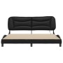 Estructura de cama con luz LED cuero PE negro blanco 180x200 cm de , Camas y somieres - Ref: Foro24-3213953, Precio: 250,34 €...