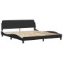 Estructura de cama con luz LED cuero PE negro blanco 180x200 cm de , Camas y somieres - Ref: Foro24-3213953, Precio: 250,34 €...