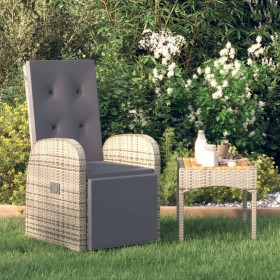 Garden recliner with gray synthetic rattan cushions by , Garden chairs - Ref: Foro24-319540, Price: 227,67 €, Discount: %