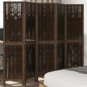 Dark brown paulownia wood 5-panel separator screen by , Room dividers - Ref: Foro24-358661, Price: 100,59 €, Discount: %