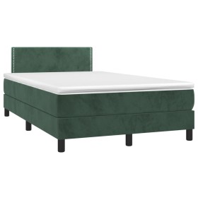 Box spring bed with mattress and LED dark green velvet 120x190cm by , Beds and slatted bases - Ref: Foro24-3270150, Price: 37...