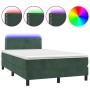 Box spring bed with mattress and LED dark green velvet 120x190cm by , Beds and slatted bases - Ref: Foro24-3270150, Price: 38...