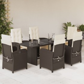 Set comedor de jardín 7 pzas con cojines ratán sintético marrón de , Conjuntos de jardín - Ref: Foro24-3212490, Precio: 994,9...