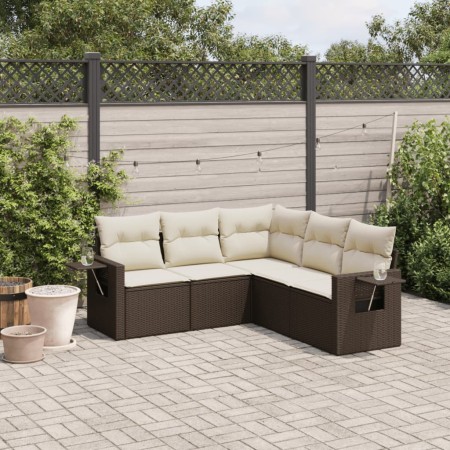 5-piece garden dining set and brown synthetic rattan cushions by , Garden sets - Ref: Foro24-3220152, Price: 364,77 €, Discou...