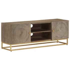 TV cabinet solid mango wood and iron 110x30x40 cm by , CD and DVD storage - Ref: Foro24-372017, Price: 219,97 €, Discount: %