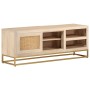 TV cabinet solid mango wood and iron 110x30x40 cm by , CD and DVD storage - Ref: Foro24-372022, Price: 233,84 €, Discount: %