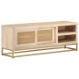 TV cabinet solid mango wood and iron 110x30x40 cm by , CD and DVD storage - Ref: Foro24-372022, Price: 233,84 €, Discount: %