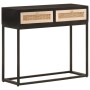 Solid mango wood and black iron console table 90x30x76 cm by , Side tables - Ref: Foro24-372003, Price: 175,29 €, Discount: %