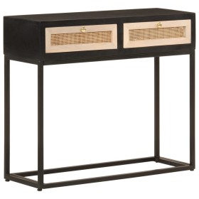 Mesa consola madera maciza de mango y hierro negro 90x30x76 cm de , Mesas auxiliares - Ref: Foro24-372003, Precio: 175,99 €, ...