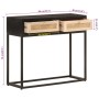 Solid mango wood and black iron console table 90x30x76 cm by , Side tables - Ref: Foro24-372003, Price: 175,29 €, Discount: %