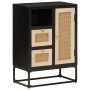 Iron and solid black mango wood sideboard 55x30x76 cm by , Lockers and storage cabinets - Ref: Foro24-372001, Price: 220,74 €...