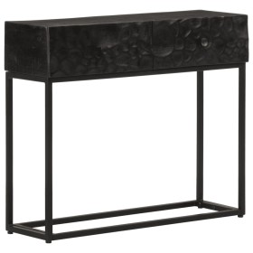 Mesa consola madera maciza de mango y hierro negro 90x30x76 cm de , Mesas auxiliares - Ref: Foro24-372008, Precio: 193,98 €, ...