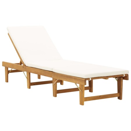 Tumbona plegable con cojín madera maciza de acacia de vidaXL, Tumbonas - Ref: Foro24-46490, Precio: 259,02 €, Descuento: %