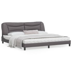 Estructura cama con luces LED cuero sintético gris 200x200 cm de , Camas y somieres - Ref: Foro24-3213958, Precio: 261,99 €, ...