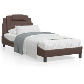 Bed with brown synthetic leather mattress 80x200 cm by , Beds and slatted bases - Ref: Foro24-3208756, Price: 254,63 €, Disco...