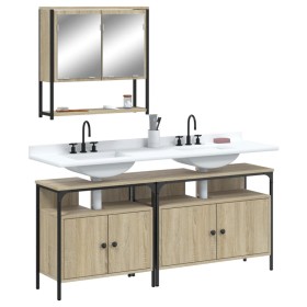 Set de muebles de baño 3 pzas madera contrachapada roble Sonoma de , Muebles de baño - Ref: Foro24-3214666, Precio: 168,01 €,...