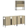 Set de muebles de baño 3 pzas madera contrachapada roble Sonoma de , Muebles de baño - Ref: Foro24-3214666, Precio: 166,22 €,...