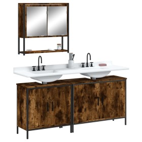 3-piece bathroom furniture set smoked oak plywood by , Bathroom furniture - Ref: Foro24-3214672, Price: 174,11 €, Discount: %