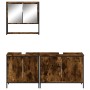 Set de muebles baño 3 pzas madera contrachapada roble ahumado de , Muebles de baño - Ref: Foro24-3214672, Precio: 174,11 €, D...