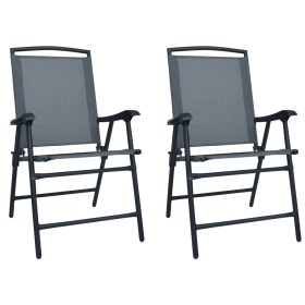 Folding garden chairs 2 units gray textilene by vidaXL, Garden chairs - Ref: Foro24-47922, Price: 72,99 €, Discount: %