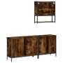 Set de muebles baño 3 pzas madera contrachapada roble ahumado de , Muebles de baño - Ref: Foro24-3214672, Precio: 174,11 €, D...