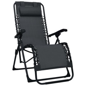 Folding black textilene terrace sun lounger by vidaXL, Loungers - Ref: Foro24-47899, Price: 97,99 €, Discount: %