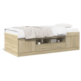 Tumbona con cajones madera ingeniería roble Sonoma 90x200 cm de , Camas y somieres - Ref: Foro24-3280246, Precio: 186,01 €, D...