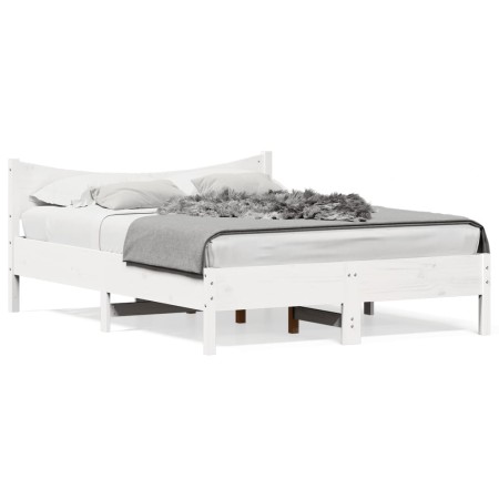 Solid white pine wood bed frame 140x190 cm by , Beds and slatted bases - Ref: Foro24-844742, Price: 123,48 €, Discount: %