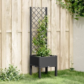 Planter with black PP trellis 40x40x142 cm by , Pots and planters - Ref: Foro24-367918, Price: 45,99 €, Discount: %