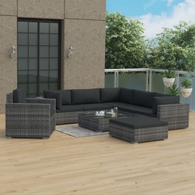 Garden furniture set 8 pieces and gray synthetic rattan cushions by vidaXL, Garden sets - Ref: Foro24-46767, Price: 820,05 €,...