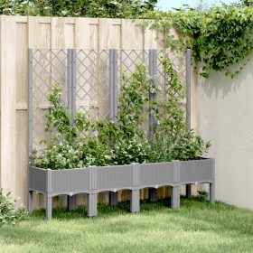 Planter with trellis PP light gray 160x40x142 cm by , Pots and planters - Ref: Foro24-367932, Price: 118,39 €, Discount: %