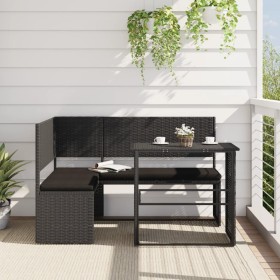 L-shaped garden sofa with black PE rattan table and cushions by , Outdoor sofas - Ref: Foro24-362347, Price: 202,99 €, Discou...