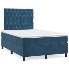 Cama box spring con colchón terciopelo azul oscuro 120x190 cm de , Camas y somieres - Ref: Foro24-3270017, Precio: 422,25 €, ...