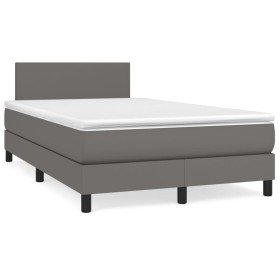 Cama box spring con colchón LED cuero sintético gris 120x190 cm de , Camas y somieres - Ref: Foro24-3270127, Precio: 361,77 €...