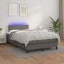 Box spring bed with LED mattress gray synthetic leather 120x190 cm by , Beds and slatted bases - Ref: Foro24-3270127, Price: ...