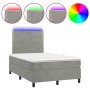 Cama box spring colchón y LED terciopelo gris claro 120x190 cm de , Camas y somieres - Ref: Foro24-3270305, Precio: 420,75 €,...